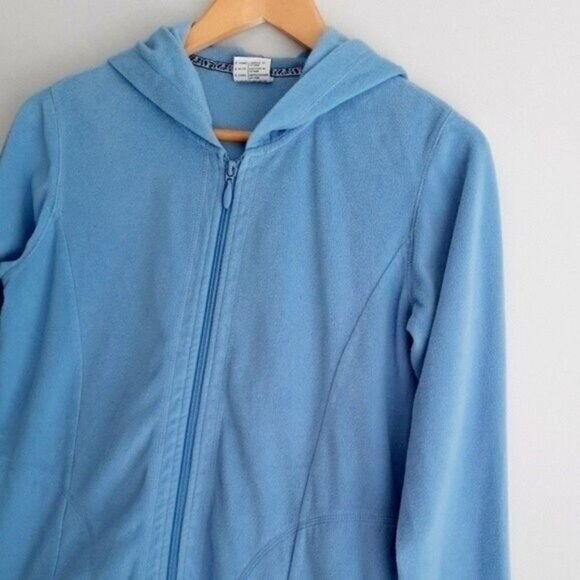 COLUMBIA Light Fleece Full Zip Hoodie Light Jacket Blue Sz S Flawed - Picture 5 of 12